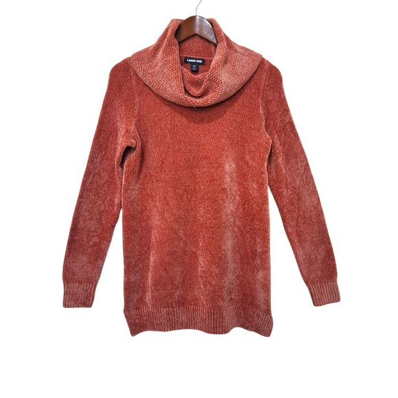 Lands End Womens Chenille Cowl Neck Sweater Dark Pink Size S/T Cozycore - Picture 1 of 7